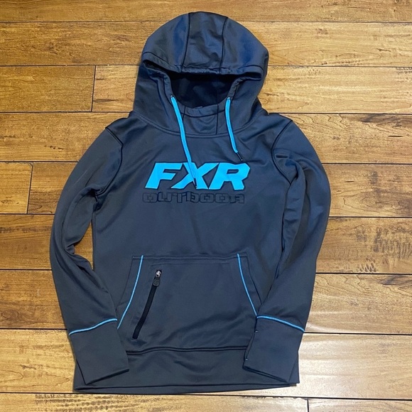 FXR Tops - FXR Outdoor Gray and Blue Hoodie